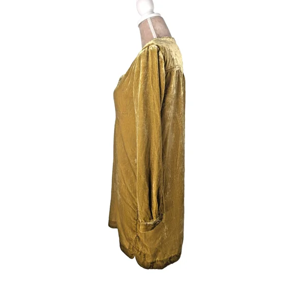 NWT Anthropologie Melody Chartreuse Yellow Velvet Tunic Dress Sz Xs $148 - Picture 4 of 12
